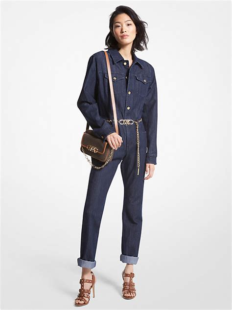 jumpsuit michael kors|Michael Kors belted denim jumpsuit.